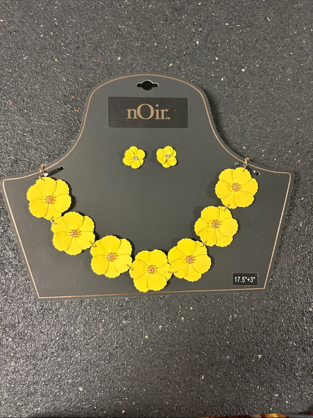 nOir Jewelry Bright Yellow Floral Necklace and Stud Earring Set